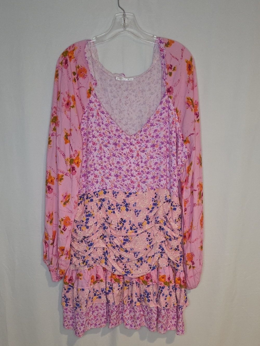 Pink Mixed Floral Tiered Dress